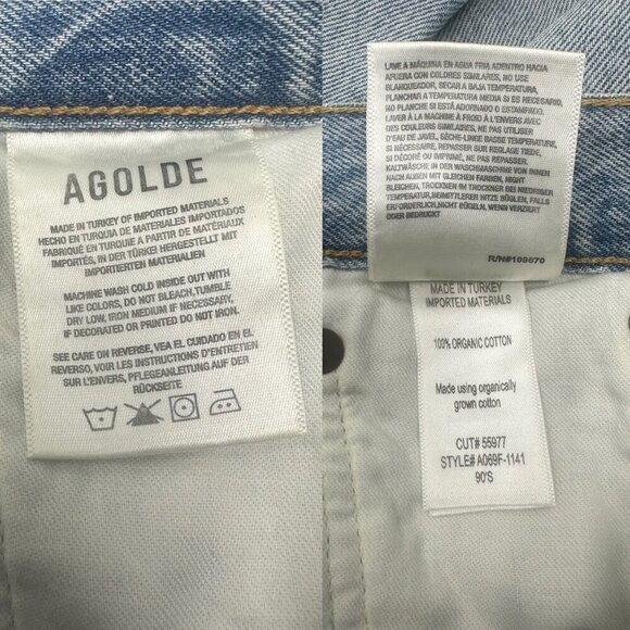 New Agolde 90s Mid Rise Loose Fit Straight Leg Jeans Size 24 In Semi Tropic Wash - Picture 13 of 16